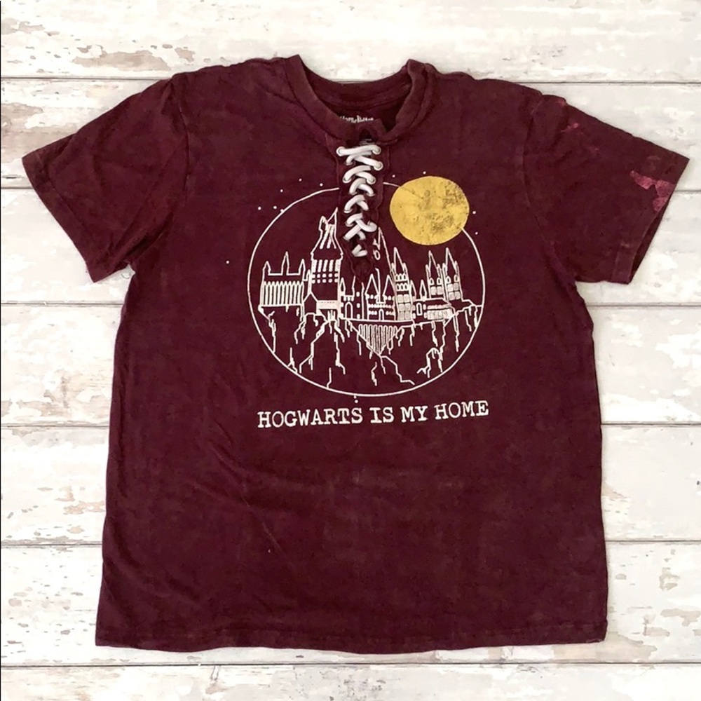 Women’s S/M Harry Potter Hogwarts Is My Home T-shirt Maroon Size Small S